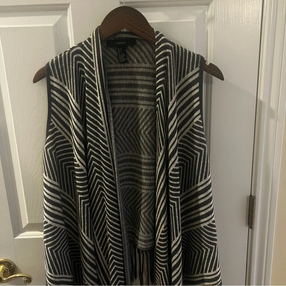 Forever 21 Striped Fringe Open Cardigan. Size small.